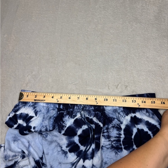 Magic Blue White Tie Dye Tiered Ruffle Lightweight MIDI Boho 100% Rayon Skirt M - Picture 7 of 13